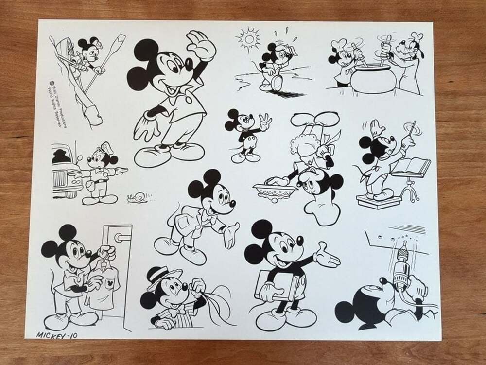 Vintage Disney numbered Photographic 1st Gen‎ Model Sheet Mickey Goofy Park Used
